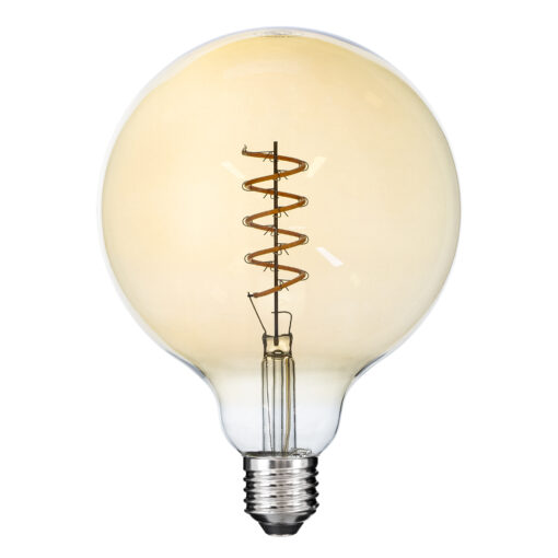 GloboStar® GloboStar® 99138 Λάμπα LED Soft S Spiral Filament E27 G125 Γλόμπος 4W 280lm 360° AC 220-240V IP20 Φ12.5 x Υ18cm Ultra Θερμό Λευκό 2200K με Μελί Γυαλί - Dimmable - 3 Years Warranty