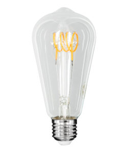 GloboStar® GloboStar® 99140 Λάμπα LED Soft T Spiral Filament E27 ST64 Αχλάδι 4W 300lm 360° AC 220-240V IP20 Φ6.4 x Υ14cm Θερμό Λευκό 2700K με Διάφανο Γυαλί Dimmable - 3 Χρόνια Εγγύηση