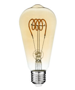 GloboStar® GloboStar® 99141 Λάμπα LED Soft T Spiral Filament E27 ST64 Αχλάδι 4W 280lm 360° AC 220-240V IP20 Φ6.4 x Υ14cm Ultra Θερμό Λευκό 2200K με Μελί Γυαλί Dimmable - 3 Χρόνια Εγγύηση