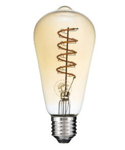 GloboStar® GloboStar® 99144 Λάμπα LED Soft S Spiral Filament E27 ST64 Αχλάδι 4W 280lm 360° AC 220-240V IP20 Φ6.4 x Υ14cm Ultra Θερμό Λευκό 2200K με Μελί Γυαλί - Dimmable - 3 Χρόνια Εγγύηση