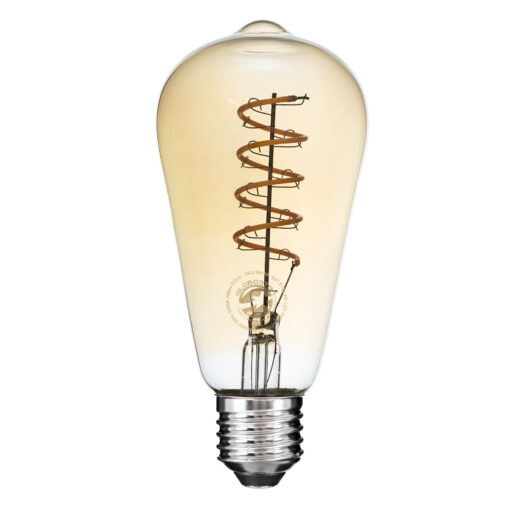 GloboStar® GloboStar® 99144 Λάμπα LED Soft S Spiral Filament E27 ST64 Αχλάδι 4W 280lm 360° AC 220-240V IP20 Φ6.4 x Υ14cm Ultra Θερμό Λευκό 2200K με Μελί Γυαλί - Dimmable - 3 Χρόνια Εγγύηση