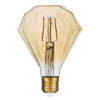 GloboStar® GloboStar® 99161 Λάμπα LED Long Filament E27 D90 DIAMOND Γλόμπος 4W 350lm 360° AC 220-240V IP20 Φ9 x Υ13.4cm Ultra Θερμό Λευκό 2200K με Μελί Γυαλί Dimmable - 3 Χρόνια Εγγύηση