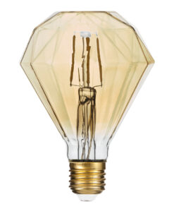 GloboStar® GloboStar® 99161 Λάμπα LED Long Filament E27 D90 DIAMOND Γλόμπος 4W 350lm 360° AC 220-240V IP20 Φ9 x Υ13.4cm Ultra Θερμό Λευκό 2200K με Μελί Γυαλί Dimmable - 3 Χρόνια Εγγύηση