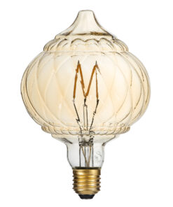 GloboStar® GloboStar® 99163 Λάμπα LED Zig Long Filament E27 A120 ACORN Γλόμπος 4W 360lm 360° AC 220-240V IP20 Φ12 x Υ17cm Ultra Θερμό Λευκό 2200K με Μελί Γυαλί - Dimmable - 3 Years Warranty