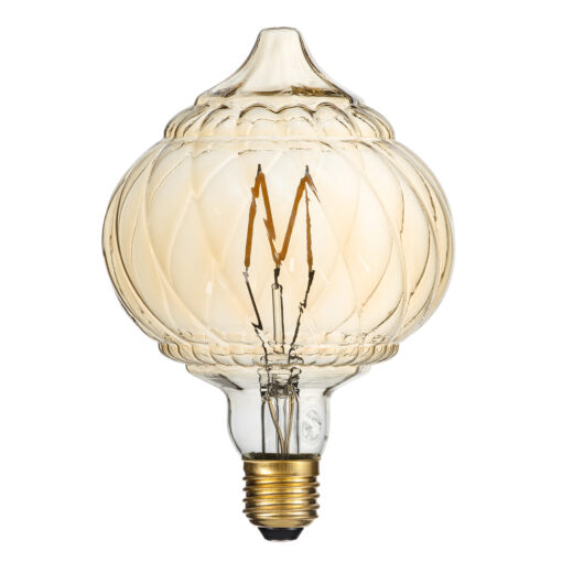 GloboStar® GloboStar® 99163 Λάμπα LED Zig Long Filament E27 A120 ACORN Γλόμπος 4W 360lm 360° AC 220-240V IP20 Φ12 x Υ17cm Ultra Θερμό Λευκό 2200K με Μελί Γυαλί - Dimmable - 3 Years Warranty