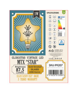 GloboStar® 99207 Λάμπα LED MTX Diode HP E27 S125 STAR Γλόμπος 1W 70lm 360° AC 220-240V IP20 Μ15 x Π6 x Υ16cm Ultra Θερμό Λευκό 2200K με Μελί Γυαλί - 3 Χρόνια Εγγύηση 11 99207 6