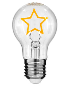 GloboStar® GloboStar® 99251 Λάμπα E27 A60 Deco Soft Letter Star LED FILAMENT 3W 240 lm 320° AC 85-265V Edison Retro με Διάφανο Γυαλί Ultra Θερμό Λευκό 2200 K Dimmable