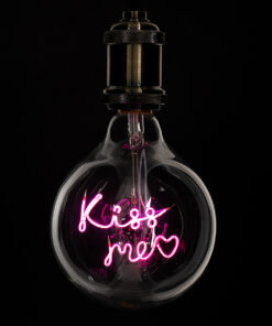 GloboStar® GloboStar® 99256 Λάμπα LED Ultra Thin Soft S Spiral Letter Filament E27 G125 KISS ME Γλόμπος 4W 340lm 360° AC 220-240V IP20 Φ12.5 x Υ18cm Ροζ με Διάφανο Γυαλί - Dimmable - 3 Χρόνια Εγγύηση