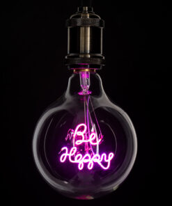 GloboStar® GloboStar® 99259 Λάμπα LED Ultra Thin Soft S Spiral Letter Filament E27 G125 BE HAPPY Γλόμπος 4W 340lm 360° AC 220-240V IP20 Φ12.5 x Υ18cm Ροζ με Διάφανο Γυαλί - Dimmable - 3 Years Warranty