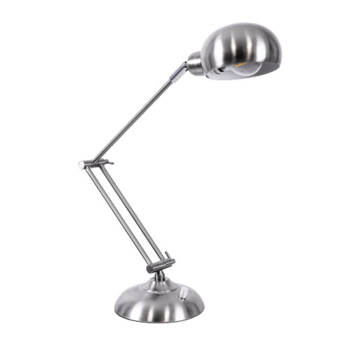 GloboStar® GloboStar® OFFICE 01393 Μοντέρνο Επιτραπέζιο Φωτιστικό Πορτατίφ Μονόφωτο 1 x E27 IP20 Ασημί Μέταλλο - Μ14 x Π14 x Υ80cm