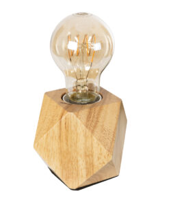 GloboStar® GloboStar® RHOMBUS 99401 Μοντέρνο Επιτραπέζιο Φωτιστικό Πορτατίφ Μονόφωτο 1 x E27 IP20 Μπεζ Ξύλο - M8 x Π8 x Υ8cm