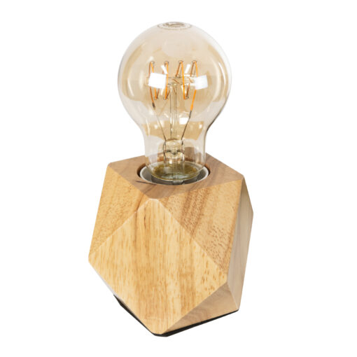 GloboStar® GloboStar® RHOMBUS 99401 Μοντέρνο Επιτραπέζιο Φωτιστικό Πορτατίφ Μονόφωτο 1 x E27 IP20 Μπεζ Ξύλο - M8 x Π8 x Υ8cm