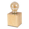 GloboStar® GloboStar® WOODBOX 99405 Μοντέρνο Επιτραπέζιο Φωτιστικό Πορτατίφ Μονόφωτο 1 x E27 IP20 Μπεζ Ξύλο - Μ7.6 x Π7.6 x Υ8.2cm