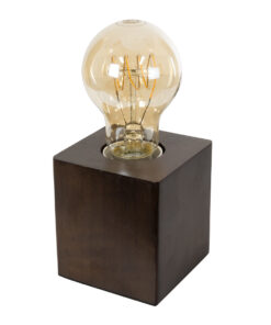 GloboStar® GloboStar® WOODBOX 99406 Μοντέρνο Επιτραπέζιο Φωτιστικό Πορτατίφ Μονόφωτο 1 x E27 IP20 Καφέ Ξύλο - M8 x Π8 x Υ8cm