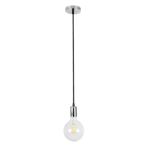 GloboStar® GLOBOSTAR® DOUITO 99423 Μοντέρνο Κρεμαστό Φωτιστικό Οροφής με Ντουί 1 x E27 AC 220-240V IP20 - Ασημί - Μ4 x Π4 x Υ110cm