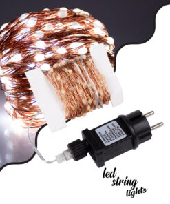 GloboStar® 85843 Διακοσμητική Γιρλάντα 20 Μέτρα με Controller 8 Προγραμμάτων Εναλλαγών Φωτισμού - 200 LED 1.3W AC 230V με Χάλκινο Καλώδιο & Πρίζα Schuko Αδιάβροχη IP44 Ψυχρό Λευκό 6000K Μ20m