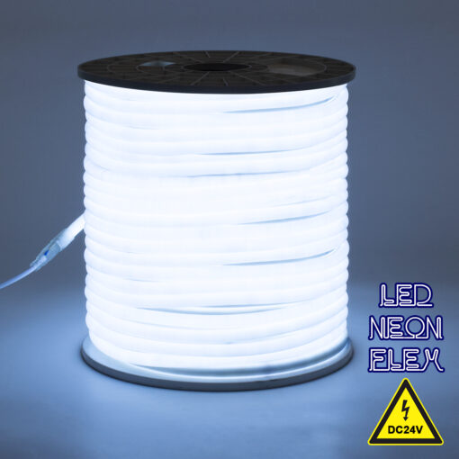 GloboStar® GloboStar® 70580 TUBE 360° Degree Neon Flex Epistar LED SMD 2835 1m 12W/m 120LED/m 1200lm/m 360° DC 24V Αδιάβροχη IP68 Ψυχρό Λευκό 6000K Dimmable