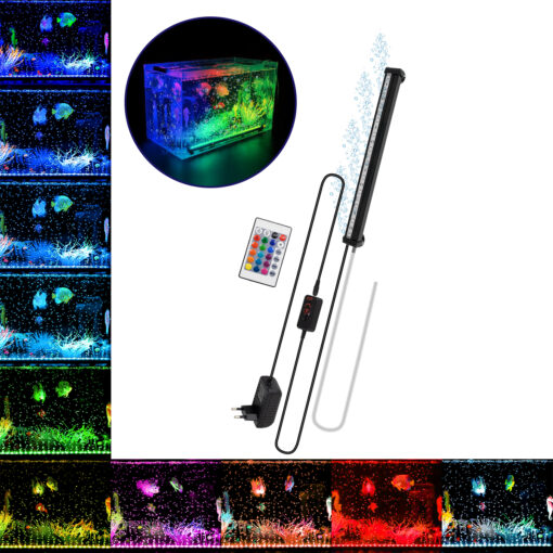 GloboStar® GloboStar® 79675 Φωτιστικό Ενυδρείου & Οξυγονωτής / Μηχανισμός Φυσαλίδων 30cm LED 12W 180° AC 230V Αδιάβροχο IP68 με Ασύρματο Χειριστήριο IR Πολύχρωμο RGB Dimmable