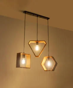 GloboStar® GLOBOSTAR® ELISE 999-0034 Μοντέρνο Κρεμαστό Φωτιστικό Οροφής με Ντουί 3 x E27 AC 220-240V IP20 - Καφέ & Μαύρο - Μ74 x Π9 x Υ40cm