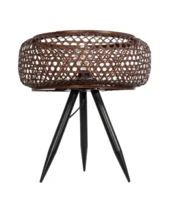 Alternative view of GloboStar® ZORION 999-0040 Vintage Επιτραπέζιο Φωτιστικό Πορτατίφ Μονόφωτο 1 x E27 IP20 Καφέ Ξύλο με Μαύρο Μέταλλο - Μ40 x Π40 x Υ43.5cm