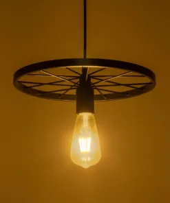 GloboStar® GLOBOSTAR® CASTOR 999-0228 Vintage Κρεμαστό Φωτιστικό Οροφής με Ντουί 1 x E27 AC 220-240V IP20 - Μαύρο - Μ30 x Π30 x Υ11cm