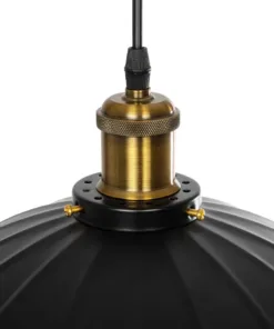 GLOBOSTAR® MARGI 999-0229 Vintage Κρεμαστό Φωτιστικό Οροφής με Ντουί 1 x E27 AC 220-240V IP20 - Μαύρο & Χρυσό - Μ26 x Π26 x Υ14cm 15 999 0229 7