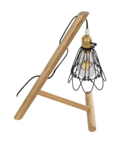 GloboStar® ELMA 999-0239 Μοντέρνο Επιτραπέζιο Φωτιστικό Πορτατίφ Μονόφωτο 1 x E27 IP20 Μπεζ Ξύλο με Μαύρο Μέταλλο - Μ35 x Π20 x Υ43cm 13 999 0239 5