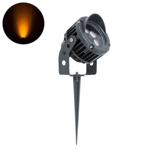 GloboStar® GLOBOSTAR® TREELIGHT-VINA 90356 Σποτ Φωτισμού με Αντιθαμβωτική Γρίλια για Φυτά - Δέντρα με Βάση Κήπου / Καρφωτό LED 6W 510lm 10° DC 24V Αδιάβροχο IP65 Πορτοκαλί 2200K Dimmable - Γκρι Ανθρακί - Μ13 x Π9.5 x Υ9.5cm - 3 Χρόνια Εγγύηση