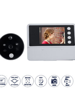 GloboStar® GloboStar® 86017 Ψηφιακή Έξυπνη Camera Εξώπορτας 90° Μοιρών με Έγχρωμη Οθόνη 2.8" Inches - Νυχτερινή Όραση με LED IR - Κουδούνι - Εσωτερική Μνήμη Αποθήκευσης - Λειτουργεί με 4 Μπαταρίες AAA