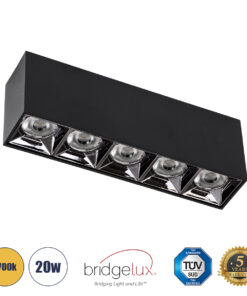 GloboStar® GloboStar® LUMINAR SUPERIOR 60329 Επιφανειακό LED Spot Downlight TrimLess 20W 2700lm 36° AC 220-240V IP20 Μ19.5 x Π4.2 x Υ6.6cm - Μαύρο με Κάτοπτρο Χρωμίου - Θερμό Λευκό 2700K - Bridgelux High Lumen Chip Gen2 - TÜV Certified Driver - 5 Years Warranty