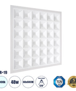 GloboStar® GloboStar® ZEUS 60968 Χωνευτό LED Panel 60x60cm 48W 7440lm 120° CRI≥86Ra UGR<19 Anti-Glare Shield Diffuser AC 220-240V IP44 Μ60 x Π60 x Υ3.3cm - Ψυχρό Λευκό 6000K - Bridgelux High Lumen Chips - TÜV Certified Driver - 5 Years Warranty