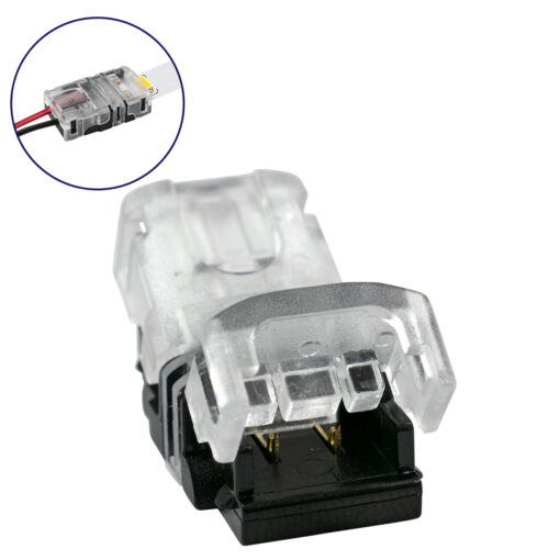 GloboStar® GLOBOSTAR® STRIPART 70714 Ενωτικός Ταχυσύνδεσμος για Μονόχρωμη Ταινία LED 2Pin 8mm σε Καλώδιο Τροφοδοσίας 2Pin IP20 - Μ1.3 x Π2.4 x Υ0.8cm