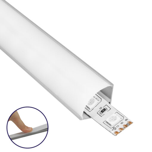 GloboStar® GLOBOSTAR® ALP-CORNER LINEO 70815-3M Επιφανειακό Γωνιακό Προφίλ Αλουμινίου με Λευκό Γαλακτερό Πατητό Κάλυμμα για Ταινίες LED IP20 - Ασημί & Λευκό - Μ300 x Π1.6 x Υ1.6cm - Πακέτο 5 Τεμαχίων