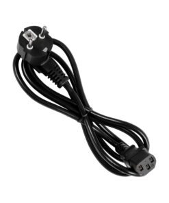 GloboStar® GLOBOSTAR® PLUGA 61498 Καλώδιο Τροφοδοσίας C13 με Πλάγια Πρίζα Schuko 250V 10A max 1.5m - 3*0.75mm2 - Μαύρο - Μ150 x Π3.6 x Υ3.6cm