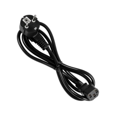 GloboStar® GLOBOSTAR® PLUGA 61498 Καλώδιο Τροφοδοσίας C13 με Πλάγια Πρίζα Schuko 250V 10A max 1.5m - 3*0.75mm2 - Μαύρο - Μ150 x Π3.6 x Υ3.6cm