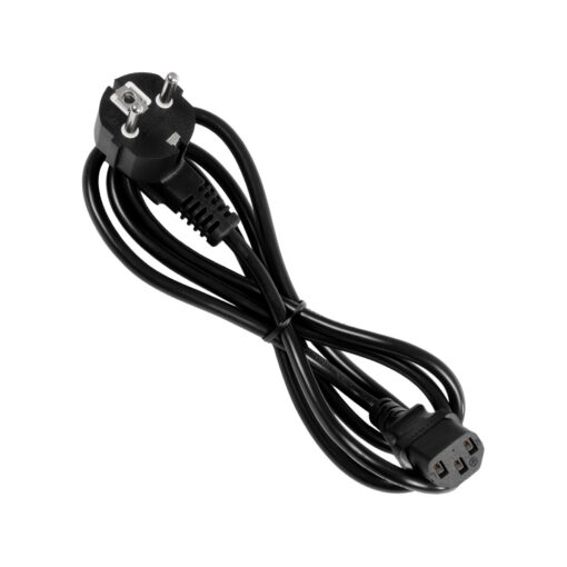 GloboStar® GLOBOSTAR® PLUGA 61498 Καλώδιο Τροφοδοσίας C13 με Πλάγια Πρίζα Schuko 250V 10A max 1.5m - 3*0.75mm2 - Μαύρο - Μ150 x Π3.6 x Υ3.6cm