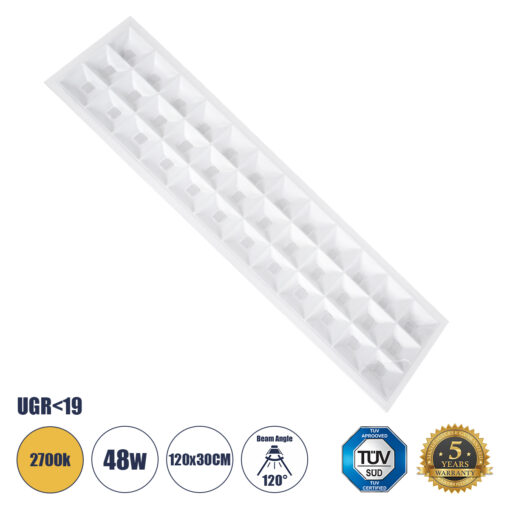 GloboStar® GloboStar® ZEUS 60973 Χωνευτό LED Panel 120x30cm 48W 6960lm 120° CRI≥86Ra UGR