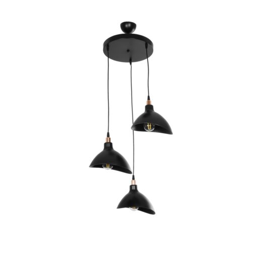 GloboStar® GLOBOSTAR® RIVE 203-0144 Μοντέρνο Κρεμαστό Φωτιστικό Οροφής με Ντουί 3 x E27 AC 220-240V IP20 - Μάυρο & Χάλκινο - Μ40 x Π40 x Υ65cm
