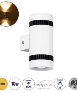 GloboStar® GloboStar® CANNONAL 60575 Φωτιστικό Τοίχου - Απλίκα Αρχιτεκτονικού Φωτισμού Εσωτερικού Χώρου Up & Down LED 10W 1150lm 30° AC 220-240V IP20 Μ5 x Π6.5 x Υ11cm - Θερμό Λευκό 2700K - Λευκό με Μαύρο - Bridgelux Chip - 3 Χρόνια Εγγύηση