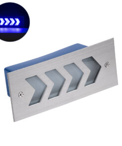 GloboStar® GloboStar® WALLLIGHT-ARINA 90673 Χωνευτό Φωτιστικό Τοίχου LED 6W 600lm 120° DC 24V Αδιάβροχο IP67 Μ17 x Π7 x Υ5.5cm Μπλε - Ανοξείδωτο Ατσάλι - 3 Years Warranty