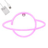 GloboStar® GloboStar® 78588 Φωτιστικό Ταμπέλα Φωτεινή Επιγραφή NEON LED Σήμανσης PLANET SATURN 5W με Καλώδιο Τροφοδοσίας USB - Μπαταρίας 3xAAA (Δεν Περιλαμβάνονται) - Ροζ