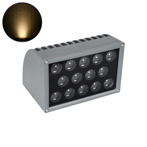 GloboStar® GloboStar® FLOOD-DENA 90487 Επιτοίχιος Προβολέας Wall Washer για Φωτισμό Κτιρίων - Απλίκα & Δαπέδου LED 30W 2700lm 5° DC 24V Αδιάβροχο IP67 Μ18.5 x Π13 x Υ12cm Θερμό Λευκό 2700K - Γκρι Ανθρακί - 3 Years Warranty
