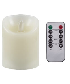 GloboStar® CANDLE 76493 Διακοσμητικό Realistic Κερί με LED Εφέ Κινούμενης Φλόγας - Μπαταρίας 2 x AA (Δεν Συμπεριλαμβάνονται) & Ασύρματο Χειριστήριο IR Θερμό Λευκό 2700K Dimmable Μαύρο Φ14 x Υ16cm 13 9d471e 76488 7