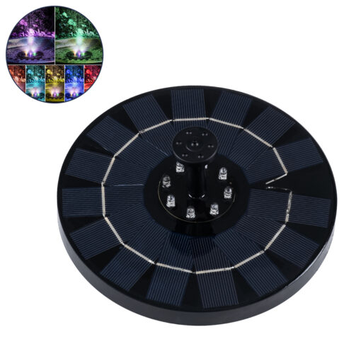 GloboStar® GloboStar® 71533 Ηλιακό Αυτόνομο Φωτοβολταϊκό Διακοσμητικό Συντριβάνι LED 3W με Μέγιστο Ύψος Νερού 30-60cm - 4 Διαφορετικά Μπέκ Ψεκασμού Αδιάβροχο IP68 Πολύχρωμο RGB Φ18 x Υ8cm