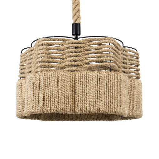 GloboStar® GLOBOSTAR® TONDO 01604 Boho Κρεμαστό Φωτιστικό Οροφής με Ντουί 1 x E27 AC 220-240V IP20 - Μπεζ & Μαύρο - Μ38 x Π38 x Y21cm