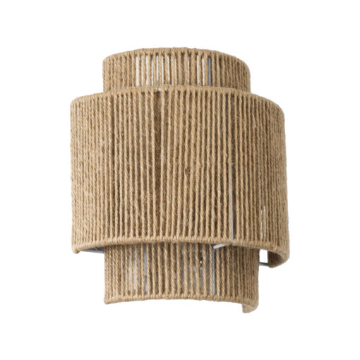 GloboStar® GloboStar® MABANA 02322 Boho Επιτοίχιο Φωτιστικό Απλίκα Μονόφωτο 1 x E27 IP20 Μπεζ Σχοινί - Μ23 x Π11 x Υ25cm
