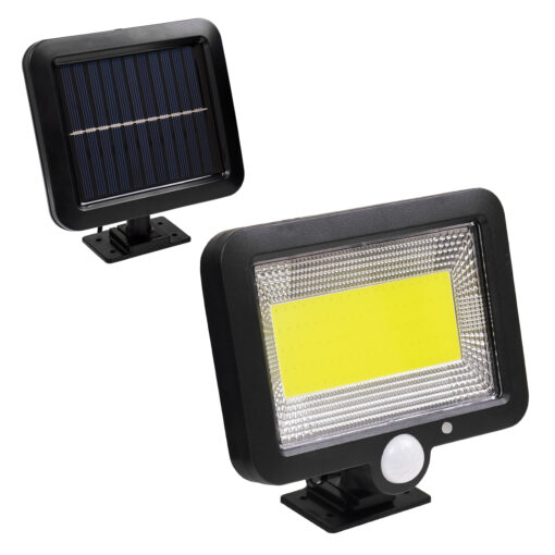 GloboStar® GLOBOSTAR® ZETA 71460 Προβολέας με Ανιχνευτή PIR / Αισθητήρα Κίνησης LED 40W 400lm 120° DC 5V με Φωτοβολταϊκό Panel 5V 2W & Επαναφορτιζόμενη Μπαταρία Li-ion 3.2V 2400mAh Αδιάβροχο IP65 Ψυχρό Λευκό 6000K - Sanan COB Chip - Μαύρο - Μ15 x Π3.5 x Υ13cm - 2 Χρόνια Εγγύηση