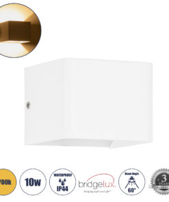 GloboStar® GloboStar® CIRCOA 60533 Φωτιστικό Τοίχου - Απλίκα Αρχιτεκτονικού Φωτισμού Εσωτερικού/Εξωτερικού Χώρου Up & Down LED 10W 1056lm 60° AC 220-240V IP44 Μ10 x Π8 x Υ10cm - Θερμό Λευκό 2700K - Λευκό - Bridgelux Chip - 3 Years Warranty