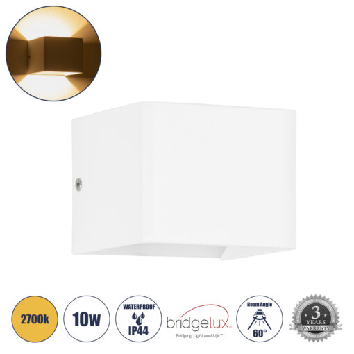 GloboStar® GloboStar® CIRCOA 60533 Φωτιστικό Τοίχου - Απλίκα Αρχιτεκτονικού Φωτισμού Εσωτερικού/Εξωτερικού Χώρου Up & Down LED 10W 1056lm 60° AC 220-240V IP44 Μ10 x Π8 x Υ10cm - Θερμό Λευκό 2700K - Λευκό - Bridgelux Chip - 3 Years Warranty