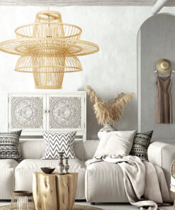 GLOBOSTAR® BALI 00861 Boho Κρεμαστό Φωτιστικό Οροφής με Ντουί 1 x E27 AC 220-240V IP20 - Μπεζ - Μ45 x Π45 x Υ42.5cm 17 9f5494 post 17